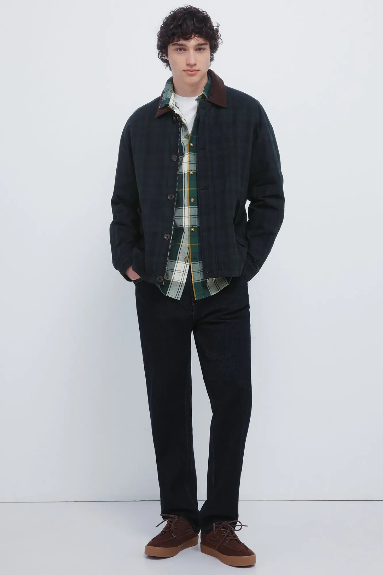 Springfield Camisas-camisa xadrez tartan bege