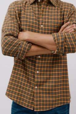 Cortefiel Camisas-Camisa xadrez tencel Amarelo