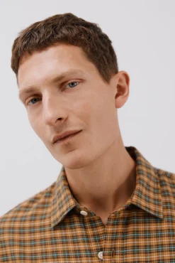 Cortefiel Camisas-Camisa xadrez tencel Amarelo