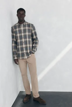 Pedro del Hierro Camisas-Camisa xadrez tencel Cizento