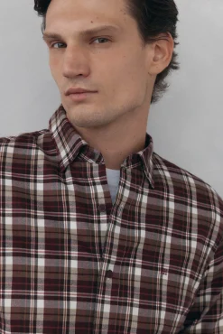 Pedro del Hierro Camisas-Camisa xadrez tencel Bordeaux