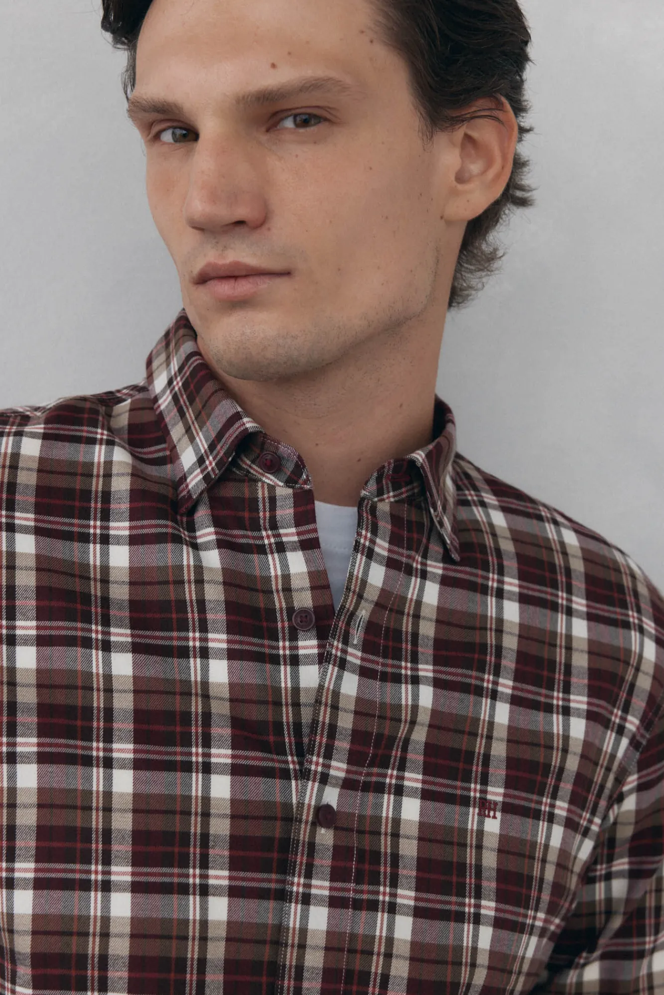 Pedro del Hierro Camisas-Camisa xadrez tencel Bordeaux