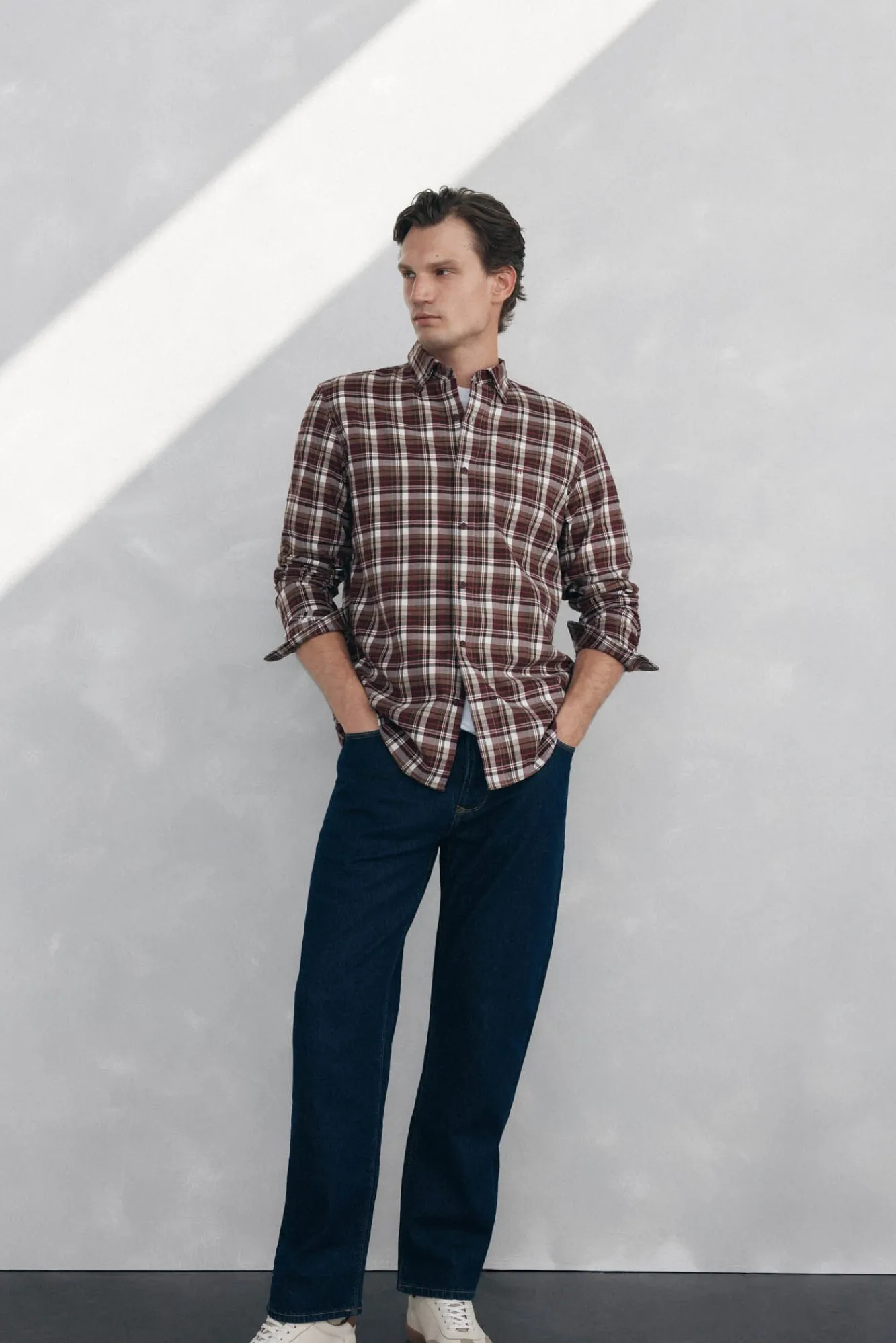 Pedro del Hierro Camisas-Camisa xadrez tencel Bordeaux