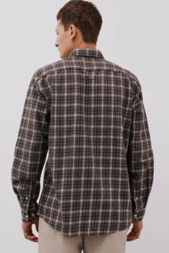 Cortefiel Camisas-Camisa xadrez tencel Cinzento