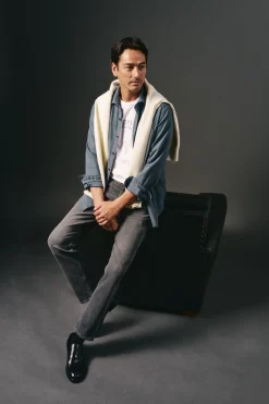 OOTO Camisas-Camisa xadrez tingida Azul