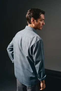 OOTO Camisas-Camisa xadrez tingida Azul