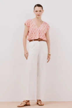 Cortefiel T-Shirts-Camiseta bico com detalhe de renda Cinzento