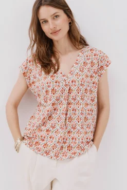 Cortefiel T-Shirts-Camiseta bico com detalhe de renda Multicolorido