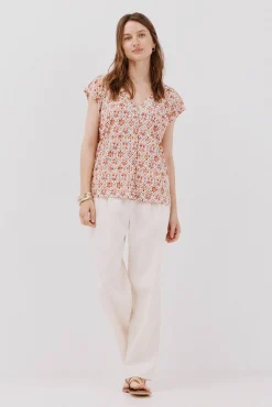 Cortefiel T-Shirts-Camiseta bico com detalhe de renda Multicolorido