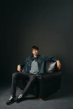 OOTO T-Shirts-Camiseta básica com bordado de avião Azul