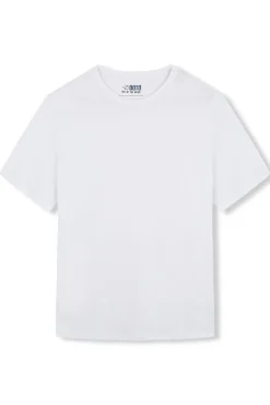 OOTO T-Shirts-Camiseta básica com bordado de avião Branco