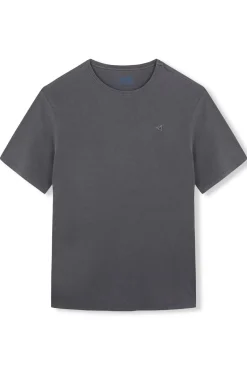 OOTO T-Shirts-Camiseta básica com bordado de avião Cinzento