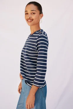 Cortefiel T-Shirts-Camiseta básica com botões dourados Azul