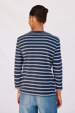 Cortefiel T-Shirts-Camiseta básica com botões dourados Azul