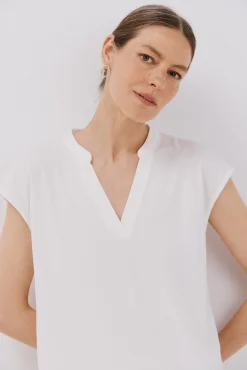 Cortefiel T-Shirts-Camiseta básica com gola mao negada Branco