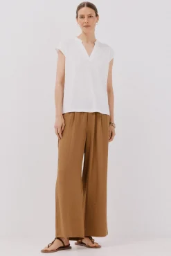 Cortefiel T-Shirts-Camiseta básica com gola mao negada Branco