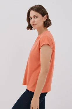 Cortefiel T-Shirts-Camiseta básica com gola mao negada Vermelho