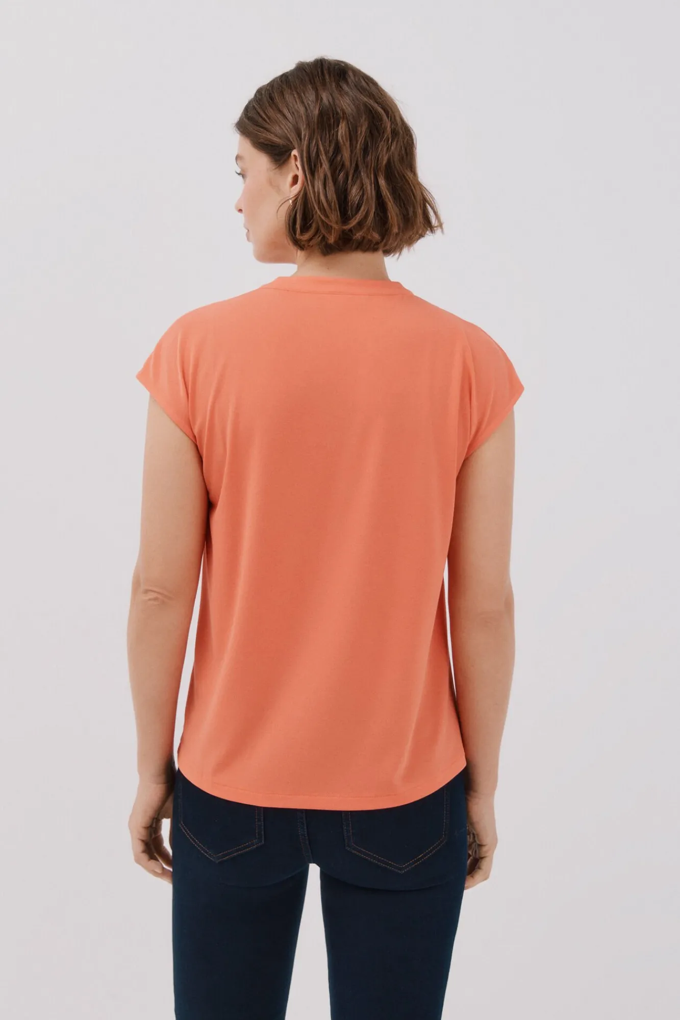 Cortefiel T-Shirts-Camiseta básica com gola mao negada Vermelho