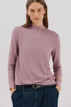 Cortefiel T-Shirts-Camiseta básica com gola perkins Roxo