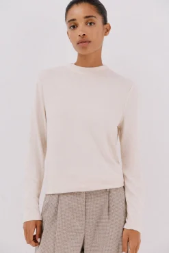 Cortefiel T-Shirts-Camiseta básica com gola perkins Ecru