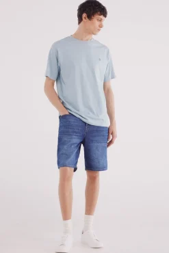 Springfield T-Shirts-Camiseta básica com gola redonda azul