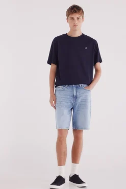 Springfield T-Shirts-Camiseta básica com gola redonda azul