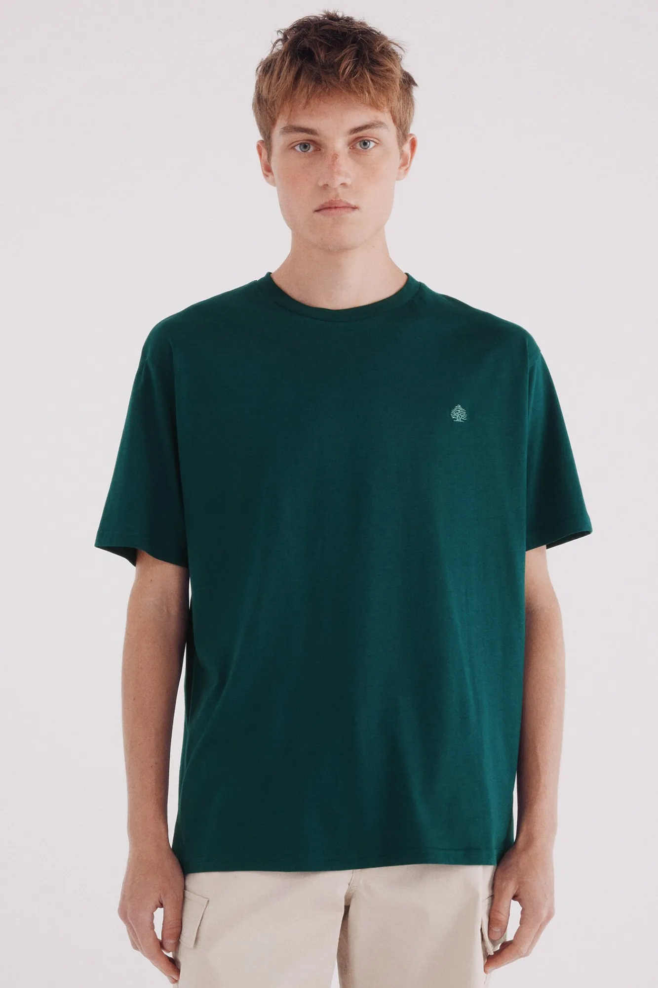 Springfield T-Shirts-Camiseta básica com gola redonda verde