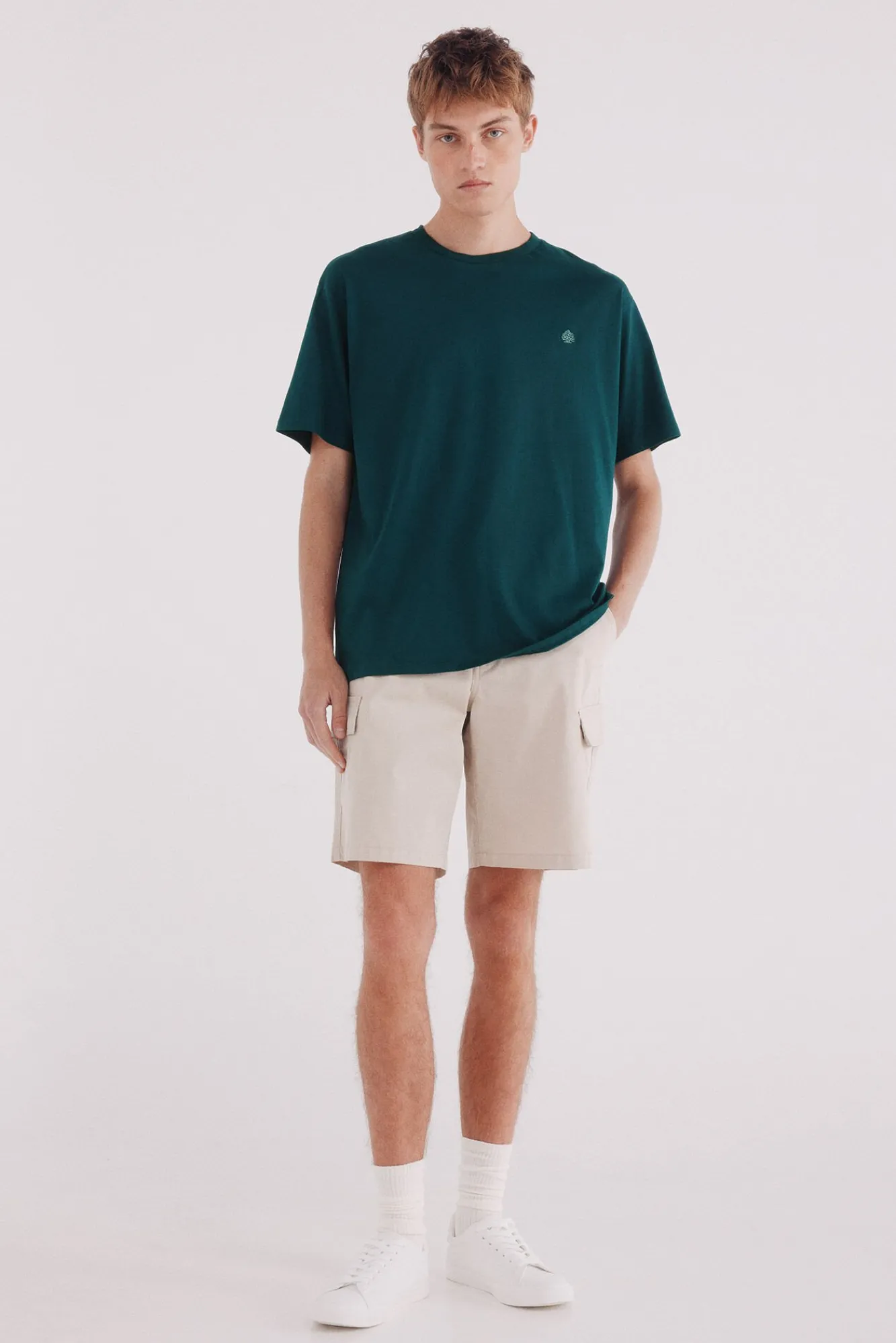 Springfield T-Shirts-Camiseta básica com gola redonda verde