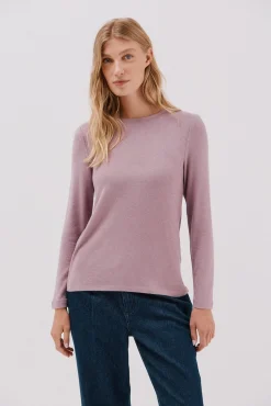 Cortefiel T-Shirts-Camiseta básica de decote caixa Roxo