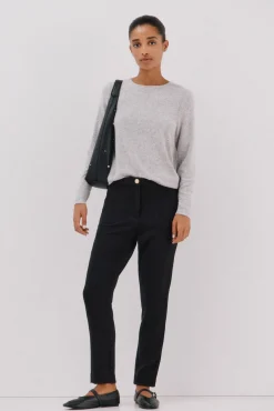 Cortefiel T-Shirts-Camiseta básica de decote caixa Cinzento