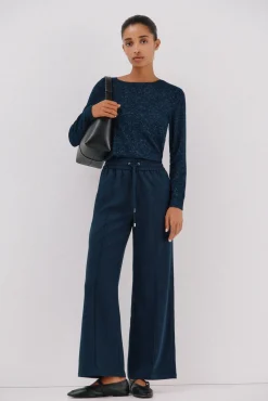 Cortefiel T-Shirts-Camiseta básica de decote caixa Azul