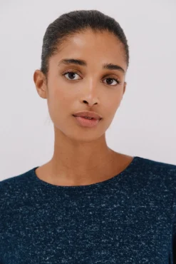 Cortefiel T-Shirts-Camiseta básica de decote caixa Azul