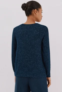 Cortefiel T-Shirts-Camiseta básica de decote caixa Azul