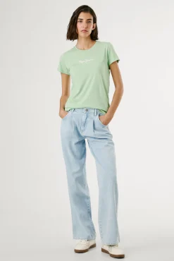 Pepe Jeans T-Shirts-Camiseta básica de manga curta com logo frontal verde