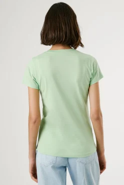 Pepe Jeans T-Shirts-Camiseta básica de manga curta com logo frontal verde