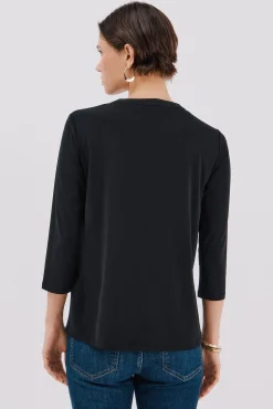 Cortefiel T-Shirts-Camiseta básica decote mandarim Preto