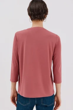 Cortefiel T-Shirts-Camiseta básica decote mandarim Subiu