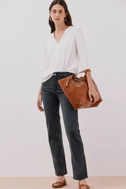 Cortefiel T-Shirts-Camiseta básica decote mandarim Branco