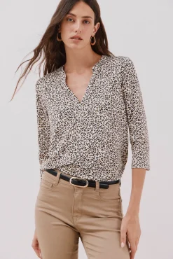 Cortefiel T-Shirts-Camiseta básica decote mandarim Impress&atilde;o