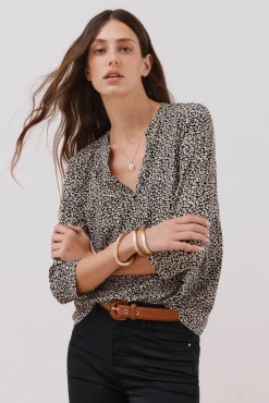 Cortefiel T-Shirts-Camiseta básica decote mandarim Cinzento