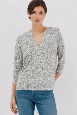 Cortefiel T-Shirts-Camiseta básica decote mandarim Multicolorido