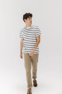 elPulpo T-Shirts-Camiseta básica riscas bordado Branco