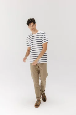 elPulpo T-Shirts-Camiseta básica riscas bordado Branco