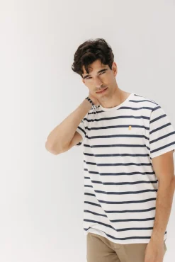 elPulpo T-Shirts-Camiseta básica riscas bordado Branco