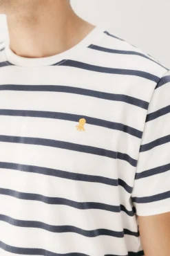 elPulpo T-Shirts-Camiseta básica riscas bordado Branco