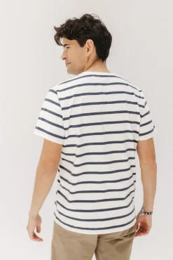 elPulpo T-Shirts-Camiseta básica riscas bordado Branco