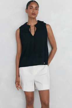 Pedro del Hierro T-Shirts-Camiseta com babados Preto