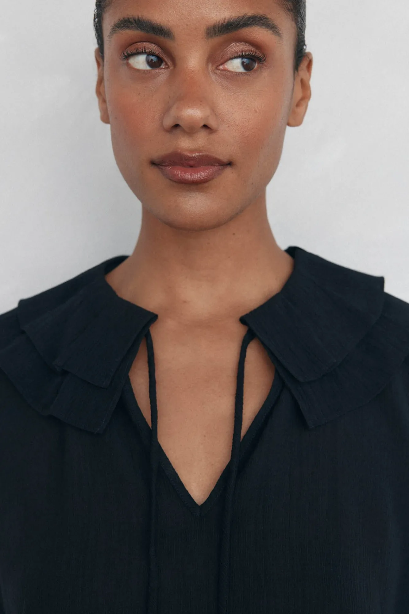 Pedro del Hierro T-Shirts-Camiseta com babados Preto