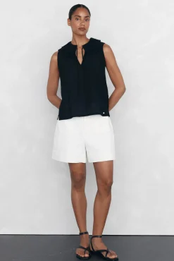 Pedro del Hierro T-Shirts-Camiseta com babados Preto