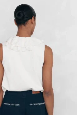 Pedro del Hierro T-Shirts-Camiseta com babados Branco